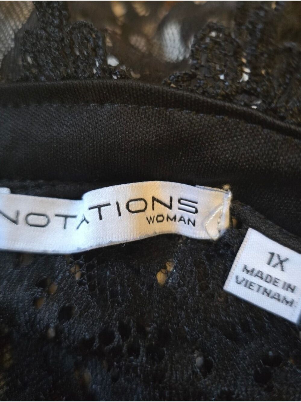 Notations Woman 1X Black Lace Sleeveless Top Fully Lined Victorian Goth - Picture 4 of 4